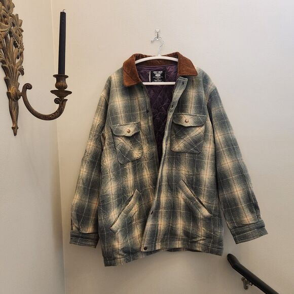 Vtg 70s? McGregor Green Plaid Wool Blend Quilt Lined Jacket Retro Coat Workwear - Picture 1 of 10